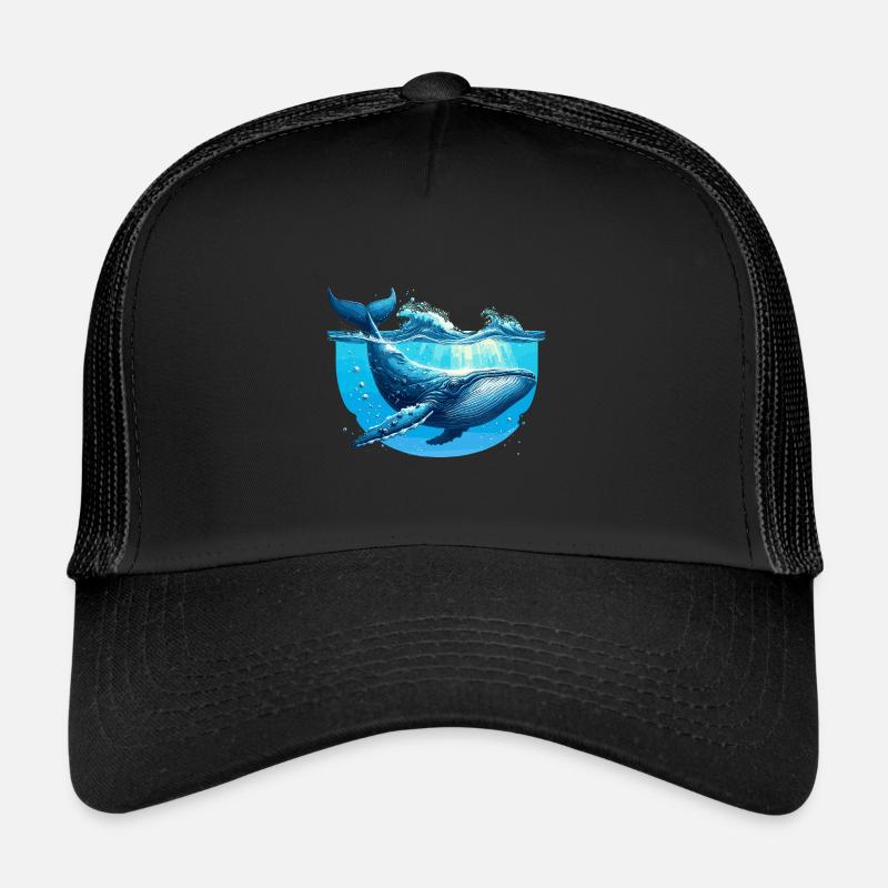 Baleine bleue - Casquette trucker  - noir/noir