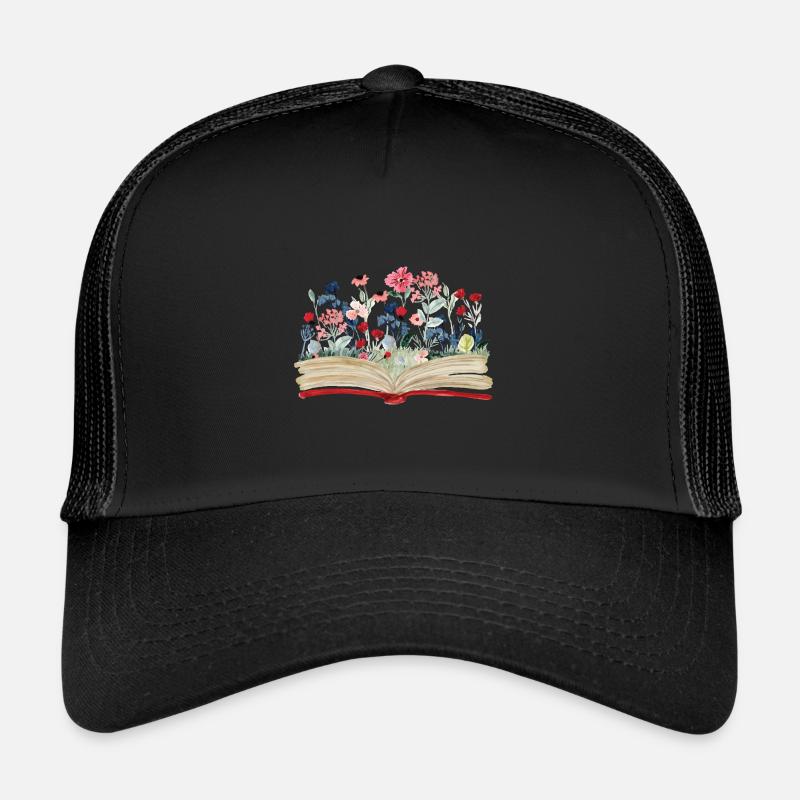 Bücherwurm Leseratte Buch Lesen - Trucker Cap - Schwarz/Schwarz