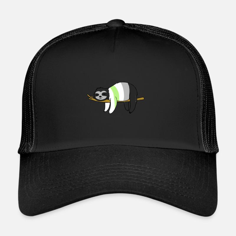 Agender Faultier Agender Pride - Trucker Cap - Schwarz/Schwarz
