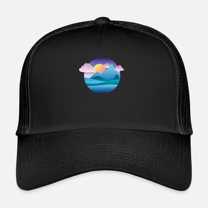 Blue Mountains Sunset Gift Hiking Cloud Trucker Cap
