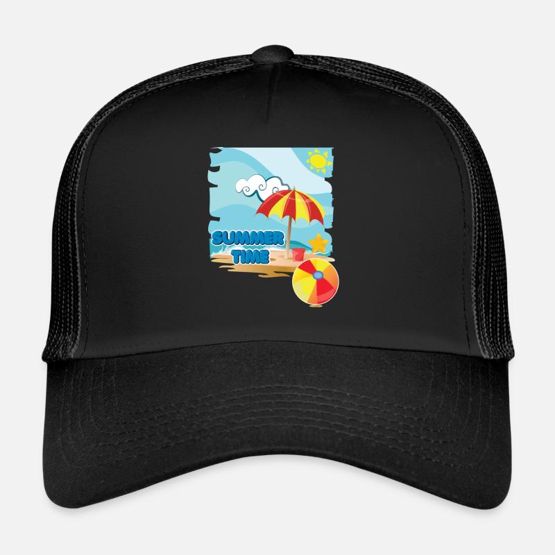 L'heure d'été sur la plage avec un parasol en vacances Casquette trucker 