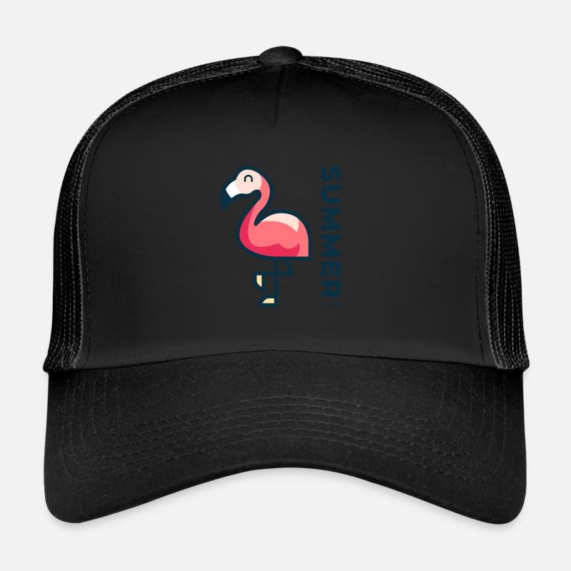 Endlich wieder Sommer - Flamingo - Geschenk - Trucker Cap - Schwarz/Schwarz