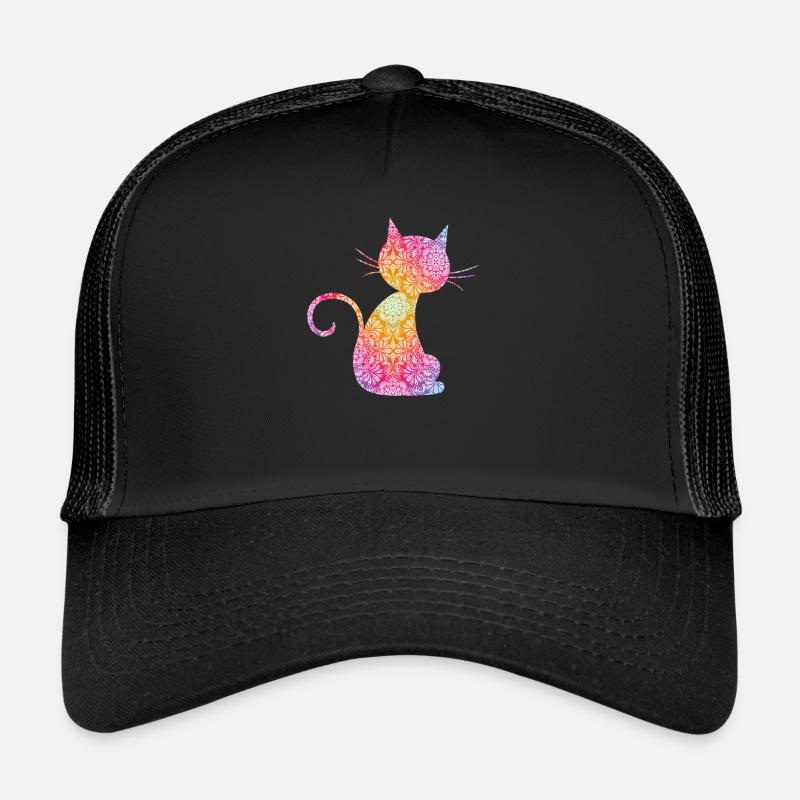 Mandala Cat - Trucker Cap - Schwarz/Schwarz