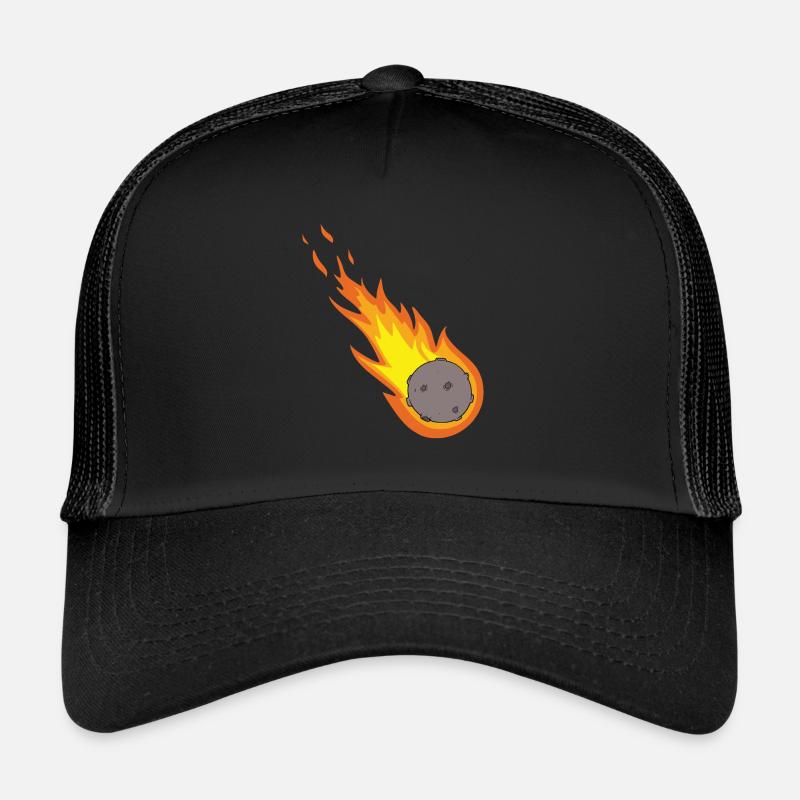 Flaming Meteor Comet Space Trucker Cap