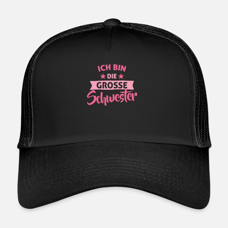 Schwester Schwangerschaft Geschwister Geschenk - Trucker Cap - Schwarz/Schwarz