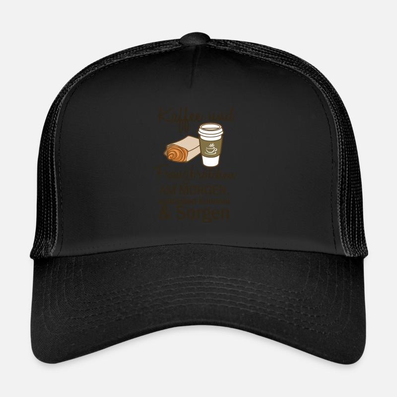 Kaffee & Franzbroetchen (Schwarz) - Trucker Cap - Schwarz/Schwarz