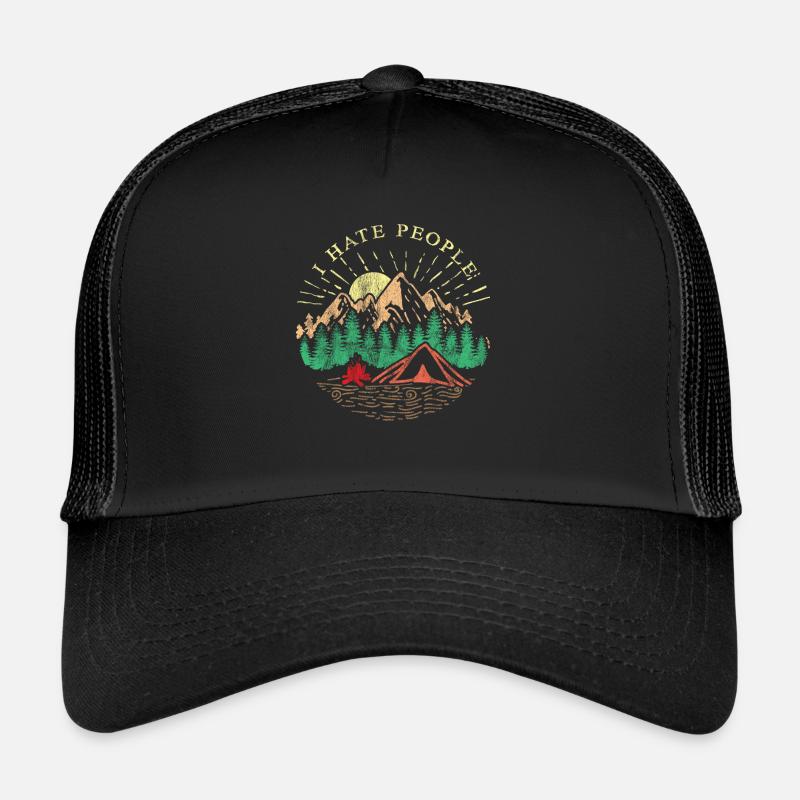 I Hate People - Ich hasse Menschen Geschenk Natur - Trucker Cap - Schwarz/Schwarz
