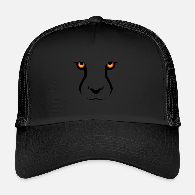 Gepard, Löwe und Leopard Motiv - Trucker Cap - Schwarz/Schwarz