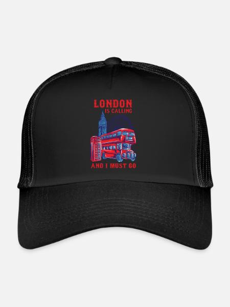 London, das Hemdreise-Weinlese England nennt - Trucker Cap - Schwarz/Schwarz - Vorne