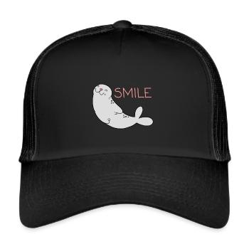 Niedlicher Seehund - Trucker Cap - Schwarz/Schwarz - Vorne