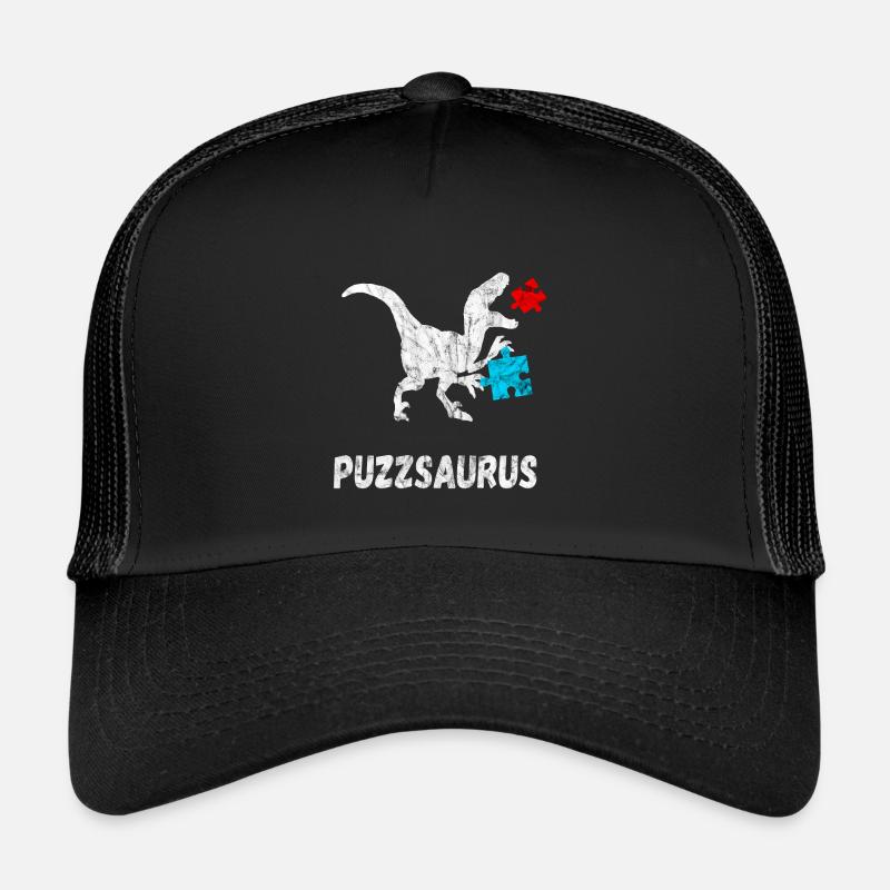 Puzzle Saurus Dinosaur Puzzle Pieces Gifts Trucker Cap