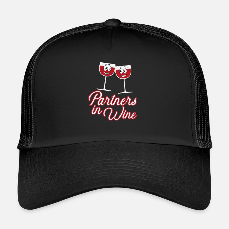 Wine Partner Wine Glass Red Wine Gift Trucker Cap