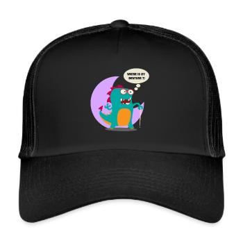 Où est mon art Doodle Denture - Casquette trucker  - noir/noir - Devant