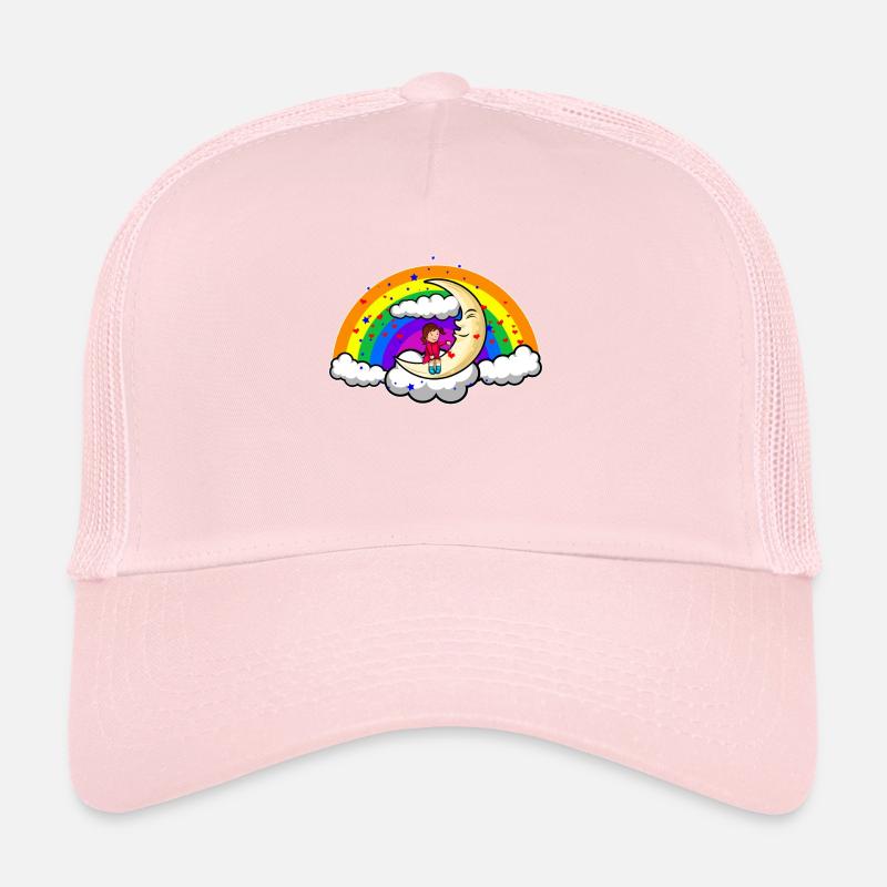 Rainbow Love Moon Doodle Art Trucker Cap