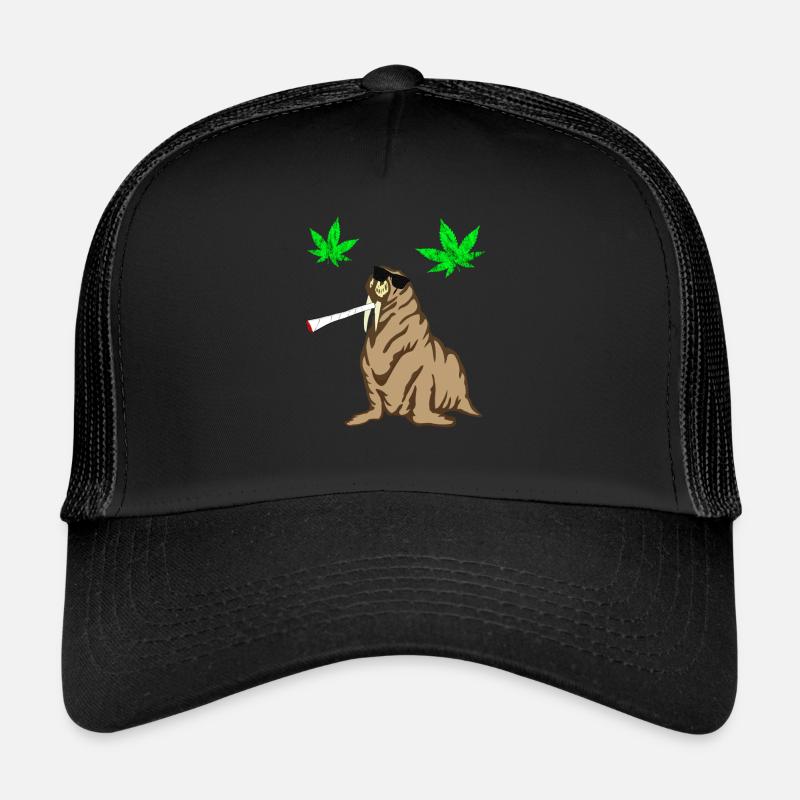 Thug Walross Kiffer Cannabisblatt Joint Geschenke Trucker Cap