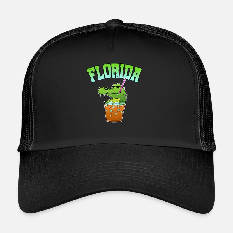 Florida Alligaor Crocodile Cocktail Alcohol Vacation Trucker Cap