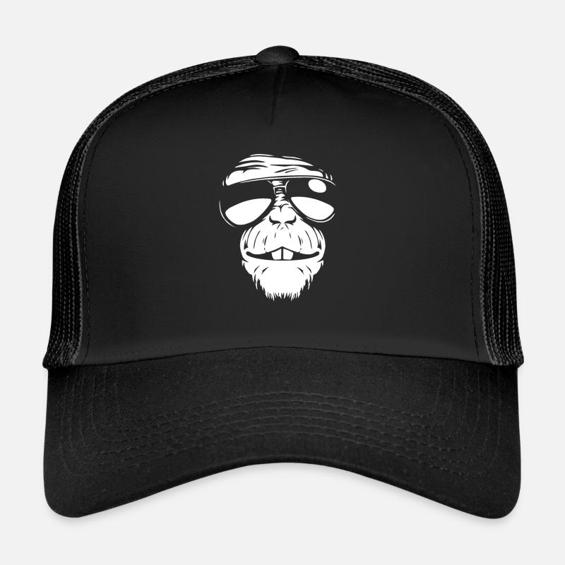 Chimpanzee and sunglasses - Trucker Cap - black/black