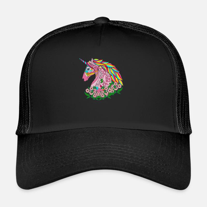 Mandala Einhorn - Trucker Cap - Schwarz/Schwarz