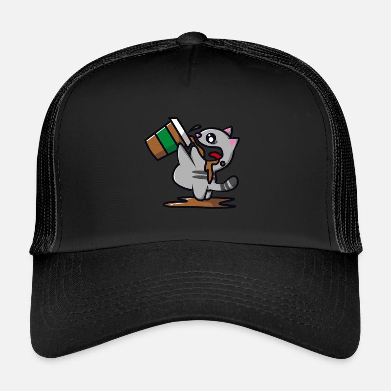 Chat boit un café Casquette trucker 