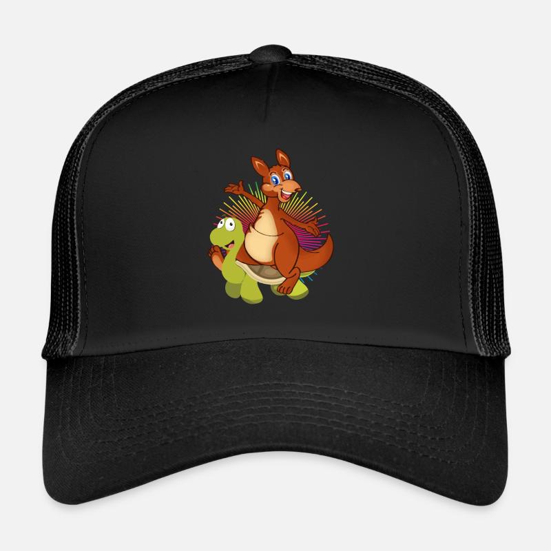Känguru reitet Schildkröte - Trucker Cap - Schwarz/Schwarz