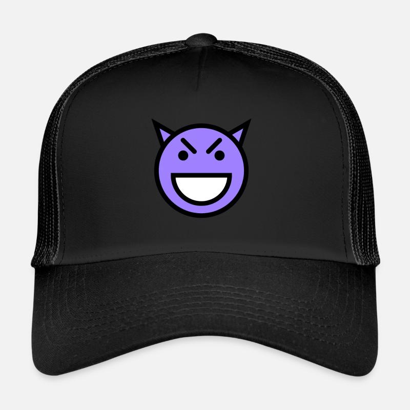 Smiley Face Laughing Devil Face Blue Trucker Cap