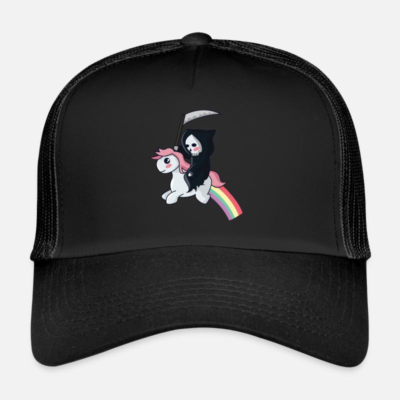 Sensenmann auf einem Einhorn - Trucker Cap - Schwarz/Schwarz