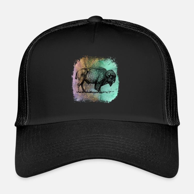 Büffel Bison buffalo bison Buffalo Wisent T Shirt - Trucker Cap - Schwarz/Schwarz