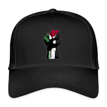 Palästina Faust Flagge - Trucker Cap - Schwarz/Schwarz - Vorne