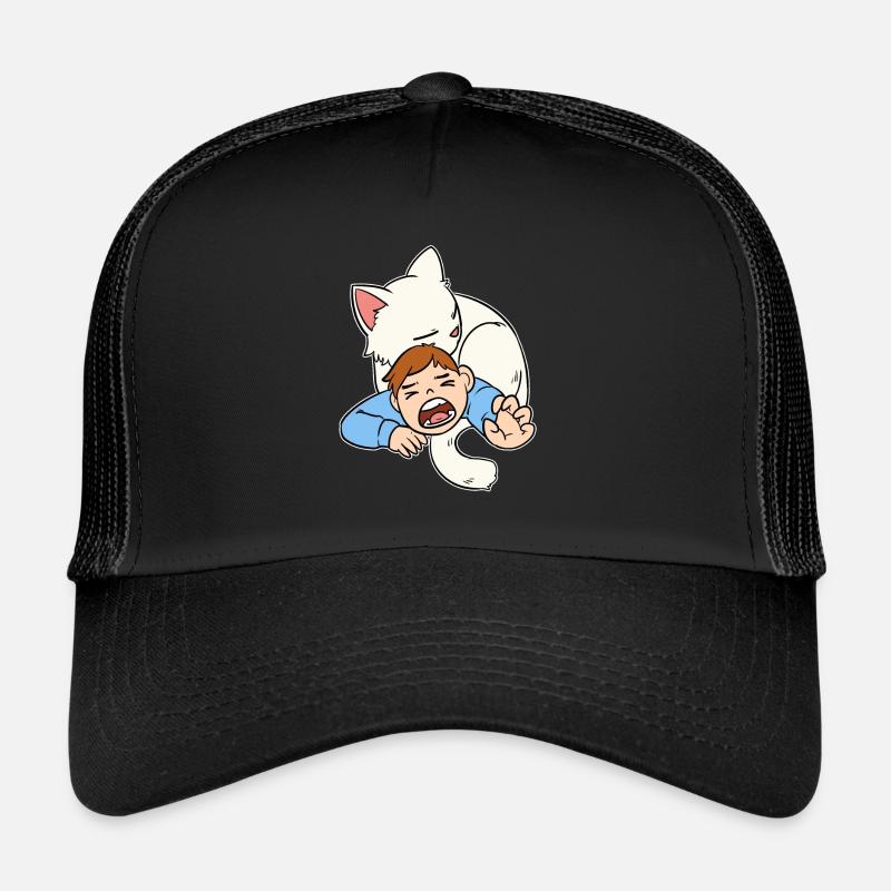 Kuschel Attacke Schmusekatze Kätzchen Geschenk - Trucker Cap - Schwarz/Schwarz