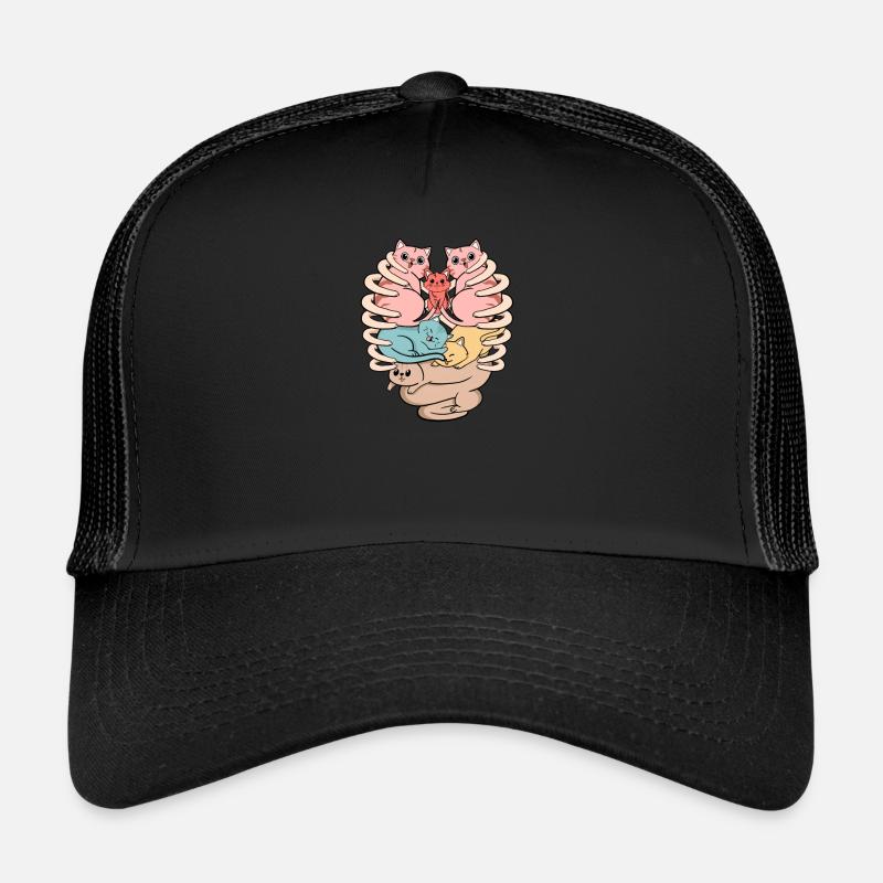 Feline Katze Anatomie Geschenk Kätzchen Körper Cat - Trucker Cap - Schwarz/Schwarz