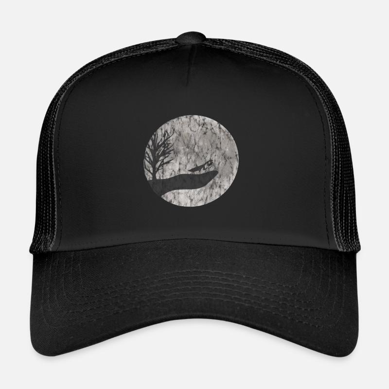 Dessin de mante religieuse usée - Casquette trucker  - noir/noir