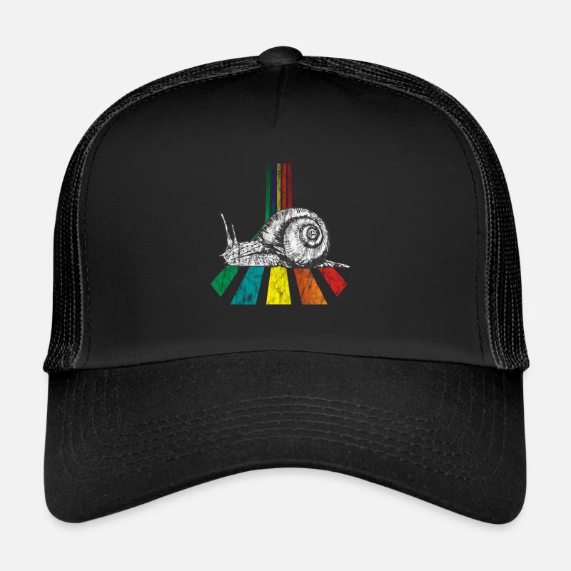 Rainbow Schnecke Used Look - Trucker Cap - Schwarz/Schwarz