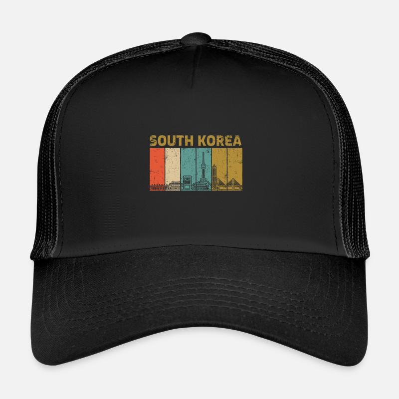 Corée du Sud - Casquette trucker  - noir/noir
