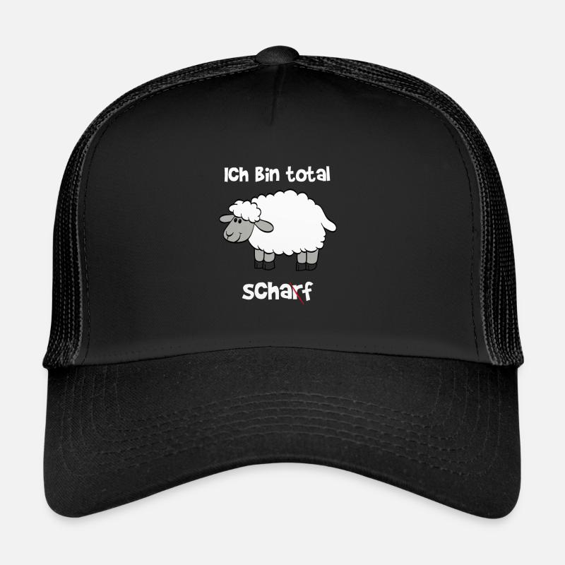 Ich bin total Scharf / Schaf - Trucker Cap - Schwarz/Schwarz
