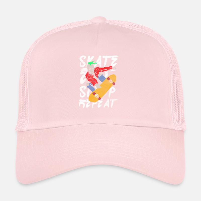 Manger dormir Répéter Skateboard Skateboard Crâne Casquette trucker 
