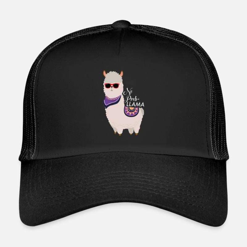 Kein Problem - Cooles Alpaka Lama - Trucker Cap - Schwarz/Schwarz