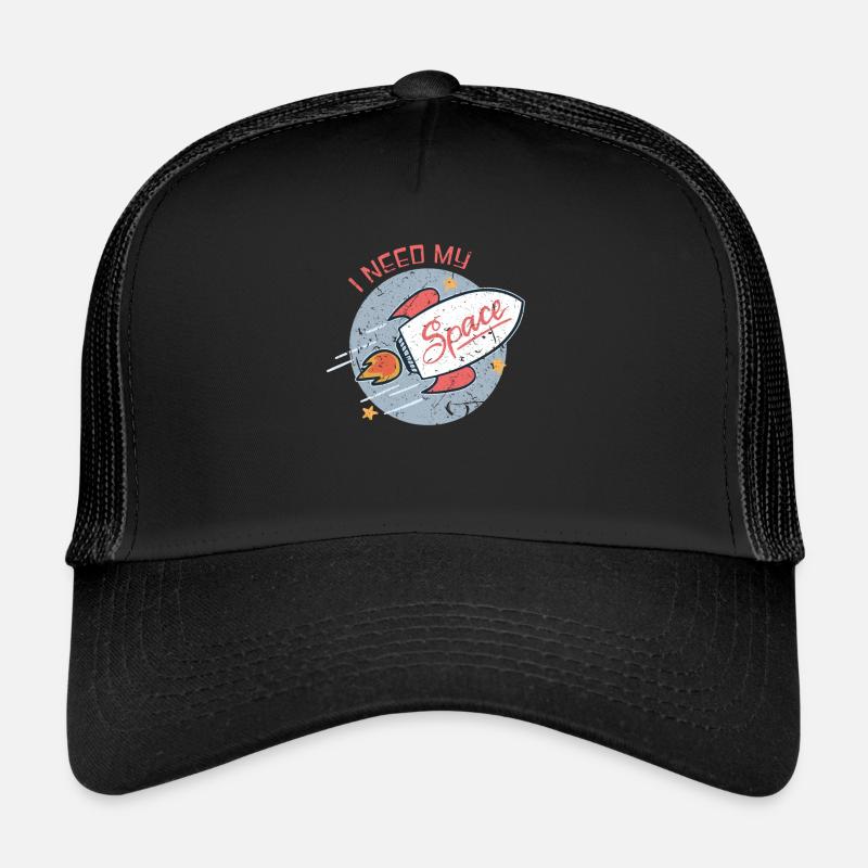 Astronaut Rakete - Trucker Cap - Schwarz/Schwarz