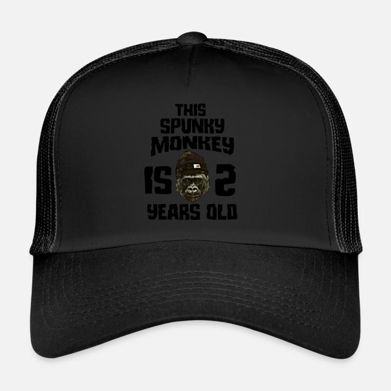 spunky monkey 2ter geburtstag - Trucker Cap - Schwarz/Schwarz
