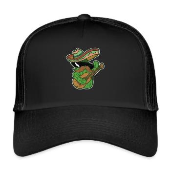 Cactus Mexico sombrero guitare cadeau coloré - Casquette trucker  - noir/noir - Devant