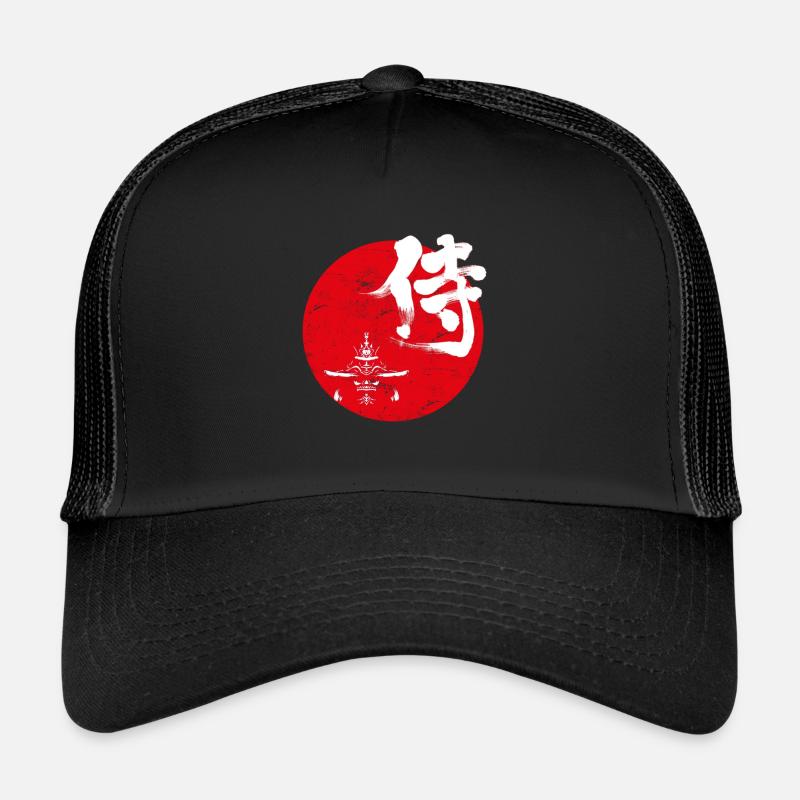 Samurai japanisches schriftzeichen - Trucker Cap - Schwarz/Schwarz