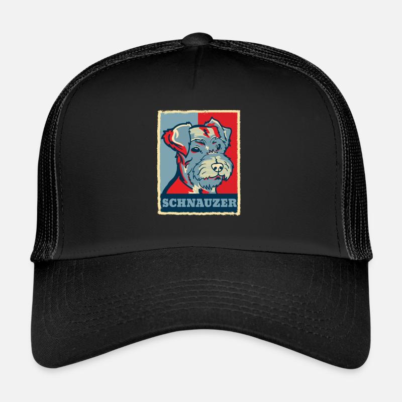 Schnauzer Hund Retro Vintage Geschenk - Trucker Cap - Schwarz/Schwarz