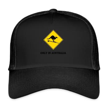 Australien T-Shirt Surfen Geschenk Urlaub Reisen - Trucker Cap - Schwarz/Schwarz - Vorne