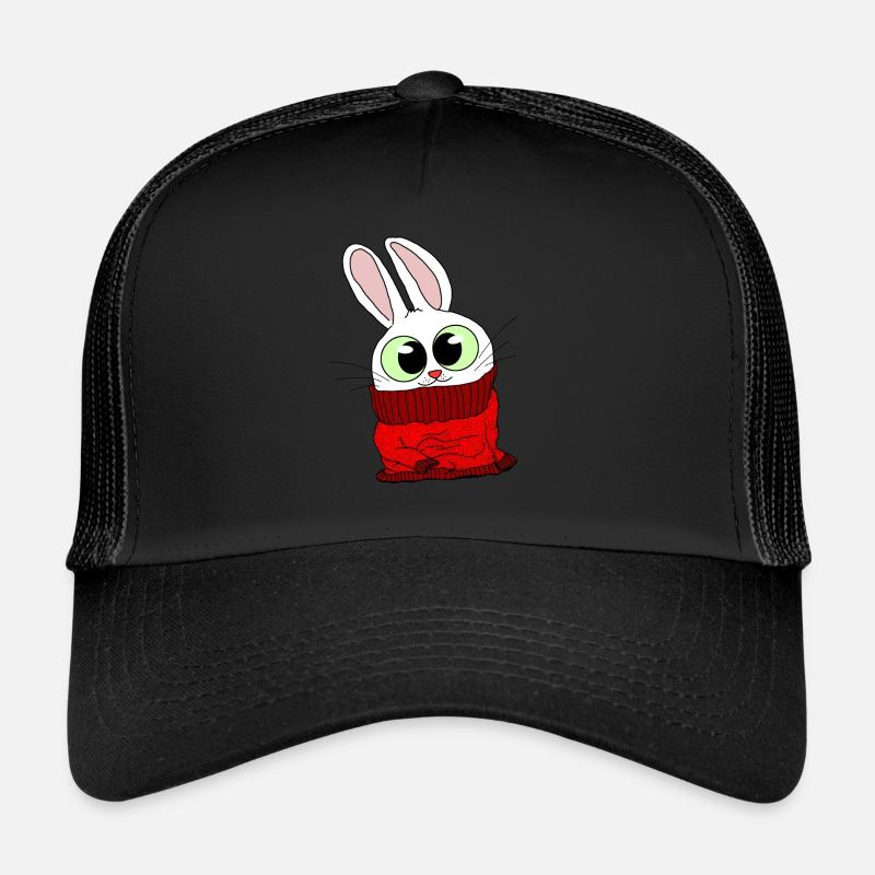 Flauschiges Häschen in flauschigen Pullover Tshirt - Trucker Cap - Schwarz/Schwarz