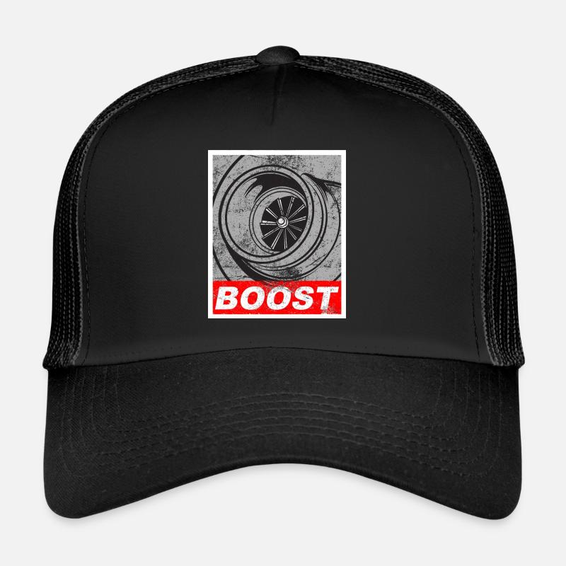 Turbo Turbolader Boost Ladedruck Tuning Geschenk - Trucker Cap - Schwarz/Schwarz