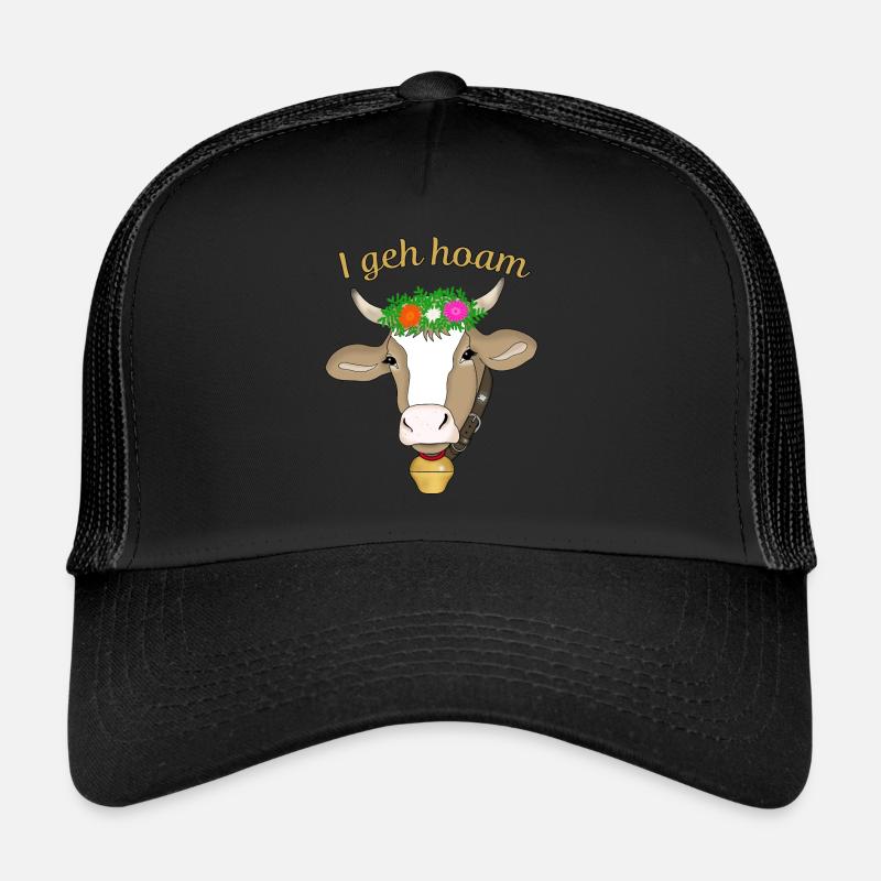 Kuh Almabtrieb Bauernhof - Trucker Cap - Schwarz/Schwarz