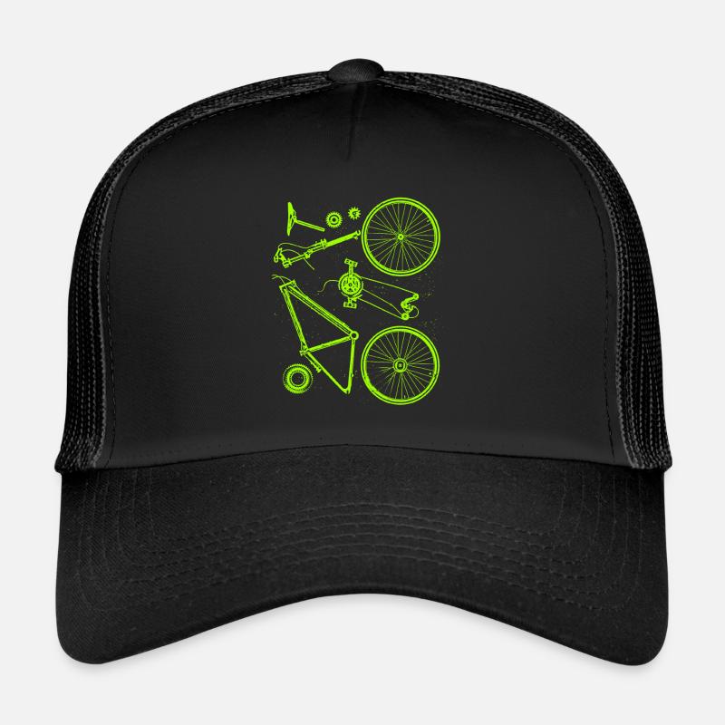 Fahrrad Teile Zerlegt Cool Geschenk Radfan - Trucker Cap - Schwarz/Schwarz