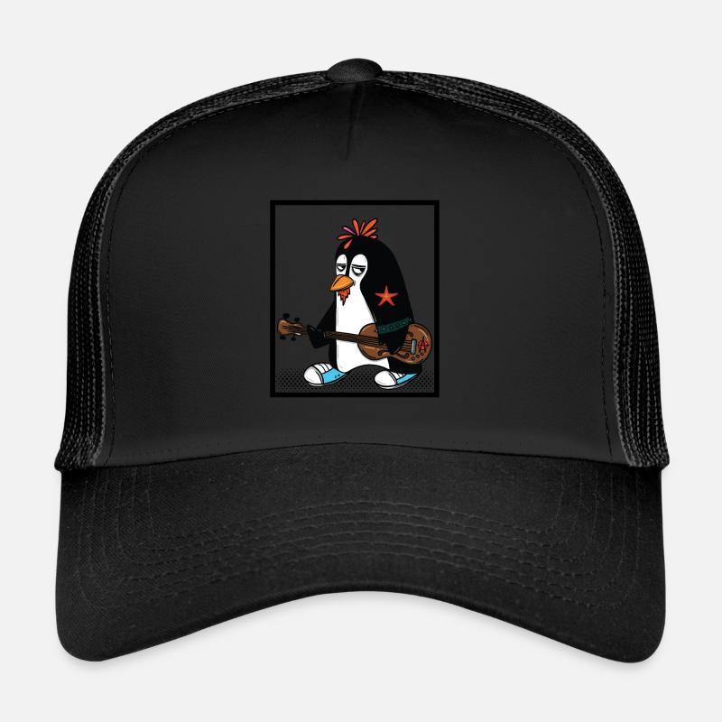 Pinguin mit Gitarre Trucker Cap