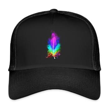 Gay Pride Rainbow Unice Feather lgbt - Trucker Cap - Schwarz/Schwarz - Vorne