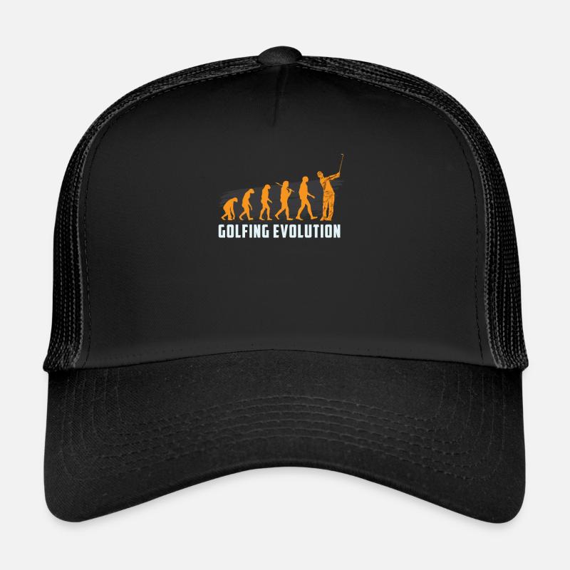GOLFING EVOLUTION Golfer Golf Motiv - Trucker Cap - Schwarz/Schwarz