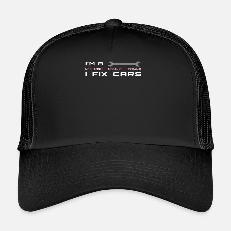 Ich bin ein Mechaniker, der Autos repariert - Trucker Cap - Schwarz/Schwarz